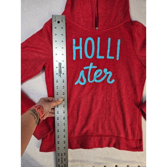 Y2K VTG Womens Small Hollister Pullover Hoodie-Signature-Red - Picture 2 of 5